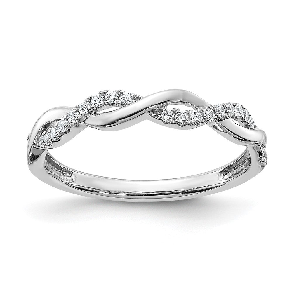10K Weißgold 0,125 ct. Laborgezüchteter Diamant VS/SI+ G+ Twist Ehering