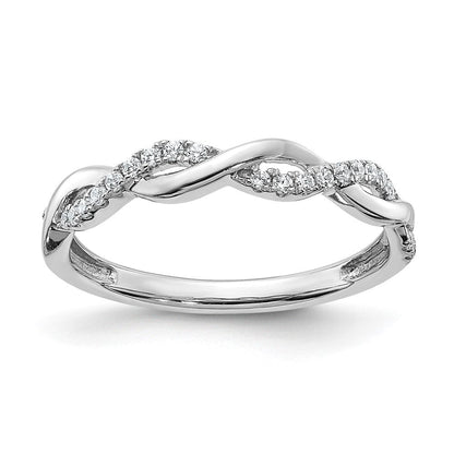 10K Weißgold 0,125 ct. Laborgezüchteter Diamant VS/SI+ G+ Twist Ehering
