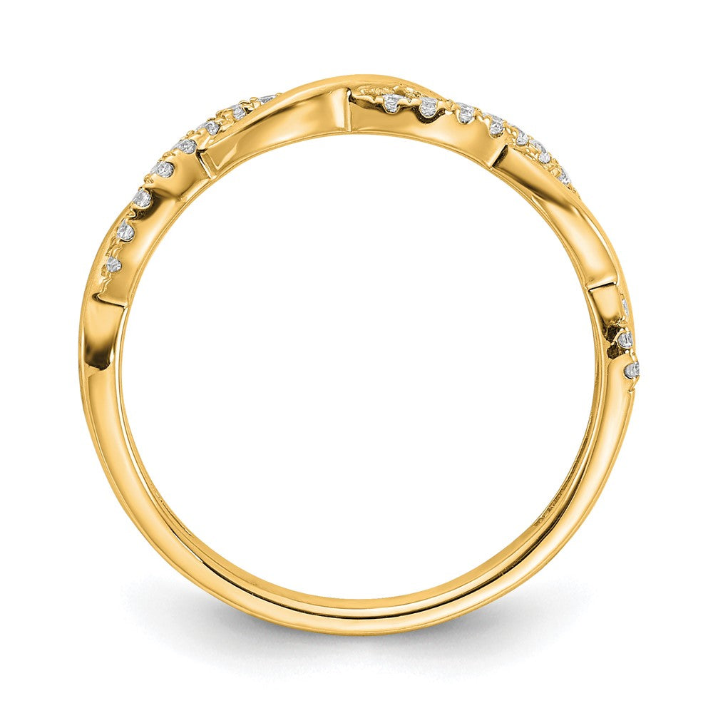 14K Gelbgold Diamant Gedreht Design Ehering