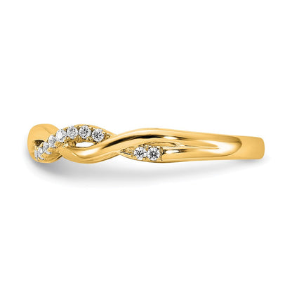 14K Gelbgold Diamant Gedreht Design Ehering