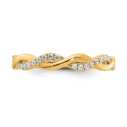 14K Gelbgold Diamant Gedreht Design Ehering
