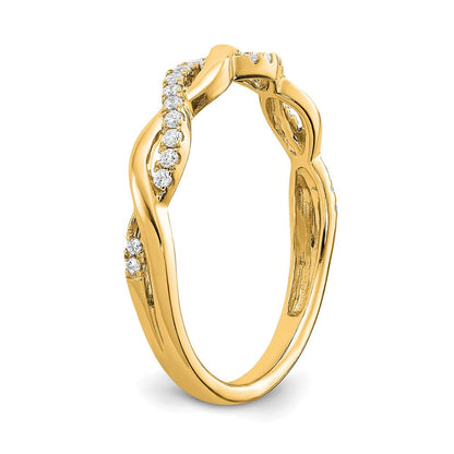 14K Gelbgold Diamant Gedreht Design Ehering