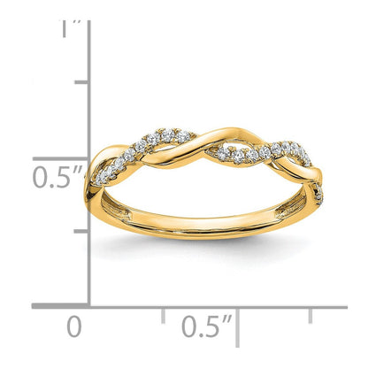 14K Gelbgold Diamant Gedreht Design Ehering