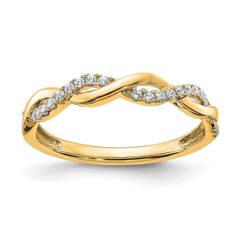 14K Gelbgold Diamant Gedreht Design Ehering
