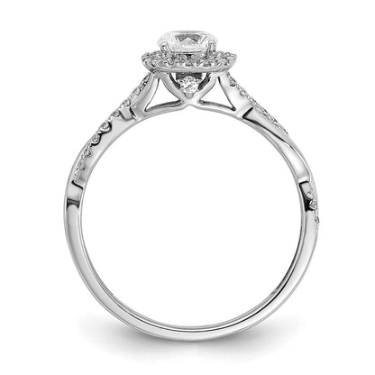 14K Weißgold 0,625 ct. Labor gezüchteter Diamant VS/SI+ G+ rund Halo Verlobungsring