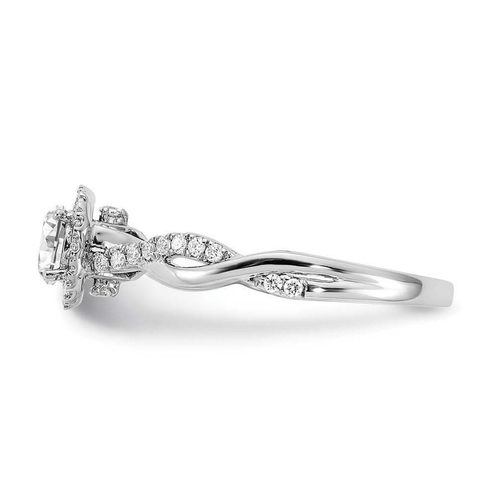 14K Weißgold 0,625 ct. Labor gezüchteter Diamant VS/SI+ G+ rund Halo Verlobungsring