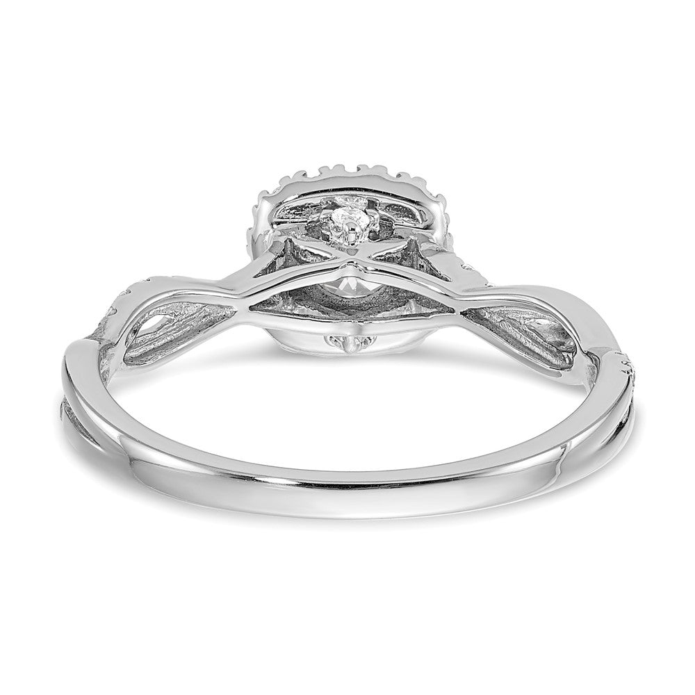 14K Weißgold 0,625 ct. Labor gezüchteter Diamant VS/SI+ G+ rund Halo Verlobungsring