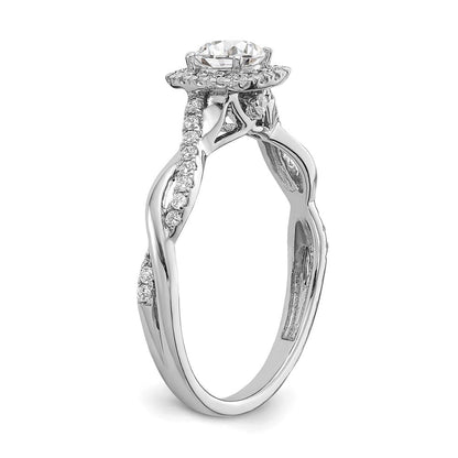 14K Weißgold 0,625 ct. Labor gezüchteter Diamant VS/SI+ G+ rund Halo Verlobungsring