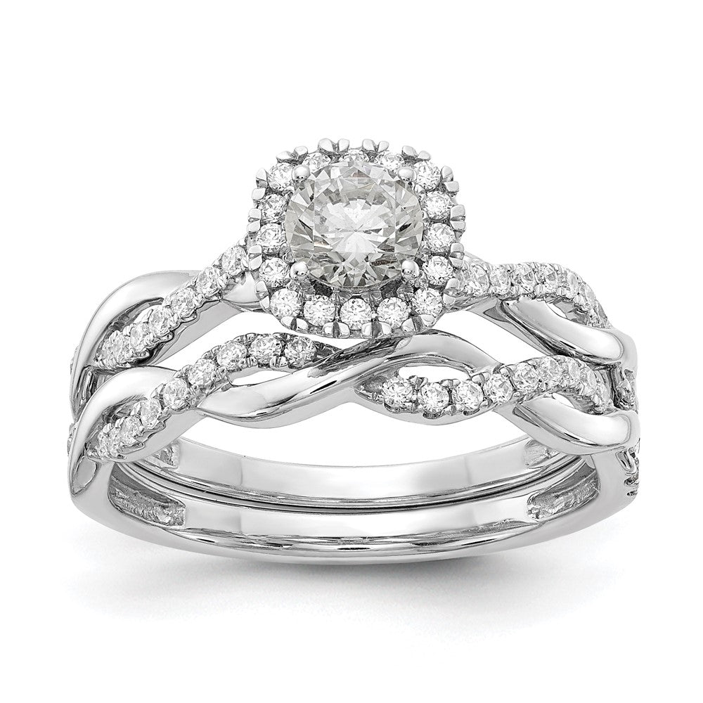 10K Weißgold 0,625 ct. Labor gezüchteter Diamant VS/SI+ G+ Kompletter Runder Halo-Verlobungsring