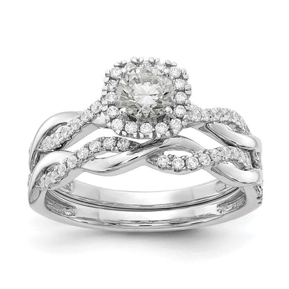 10K Weißgold 0,625 ct. Labor gezüchteter Diamant VS/SI+ G+ Kompletter Runder Halo-Verlobungsring