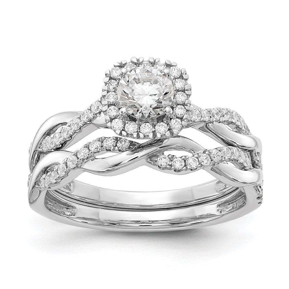 14K Weißgold 0,625 ct. Labor gezüchteter Diamant VS/SI+ G+ rund Halo Verlobungsring