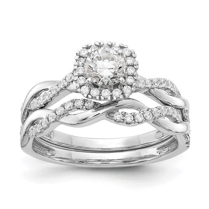 14K Weißgold 0,625 ct. Labor gezüchteter Diamant VS/SI+ G+ rund Halo Verlobungsring