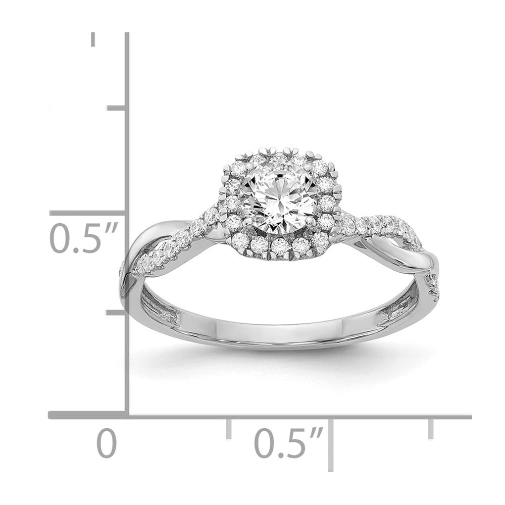 14K Weißgold 0,625 ct. Labor gezüchteter Diamant VS/SI+ G+ rund Halo Verlobungsring
