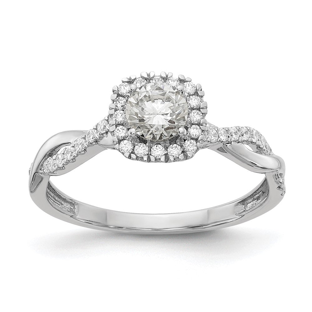 10K Weißgold 0,625 ct. Labor gezüchteter Diamant VS/SI+ G+ Kompletter Runder Halo-Verlobungsring