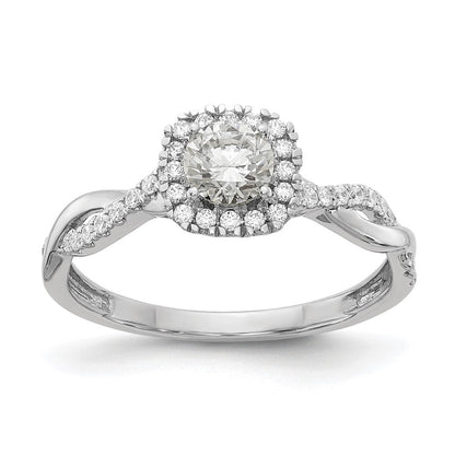 10K Weißgold 0,625 ct. Labor gezüchteter Diamant VS/SI+ G+ Kompletter Runder Halo-Verlobungsring