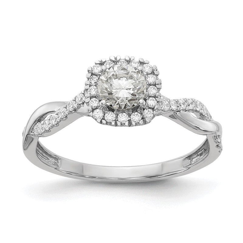 10K Weißgold 0,625 ct. Labor gezüchteter Diamant VS/SI+ G+ Kompletter Runder Halo-Verlobungsring