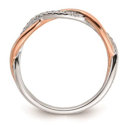 14K Wei­ß- & Roségold Ehering mit echten Diamanten