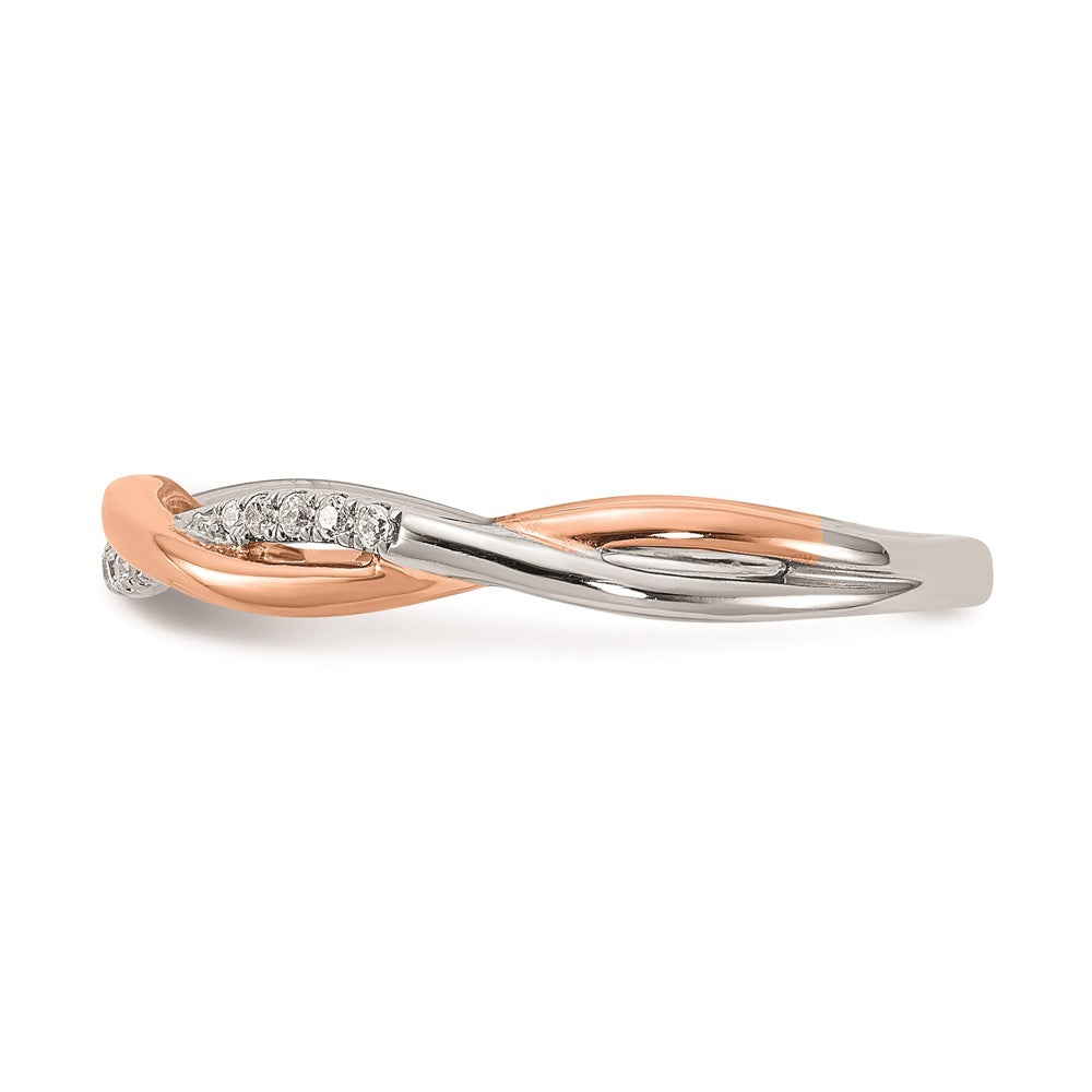 14K Wei­ß- & Roségold Ehering mit echten Diamanten