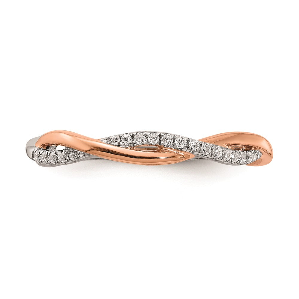 14K Wei­ß- & Roségold Ehering mit echten Diamanten