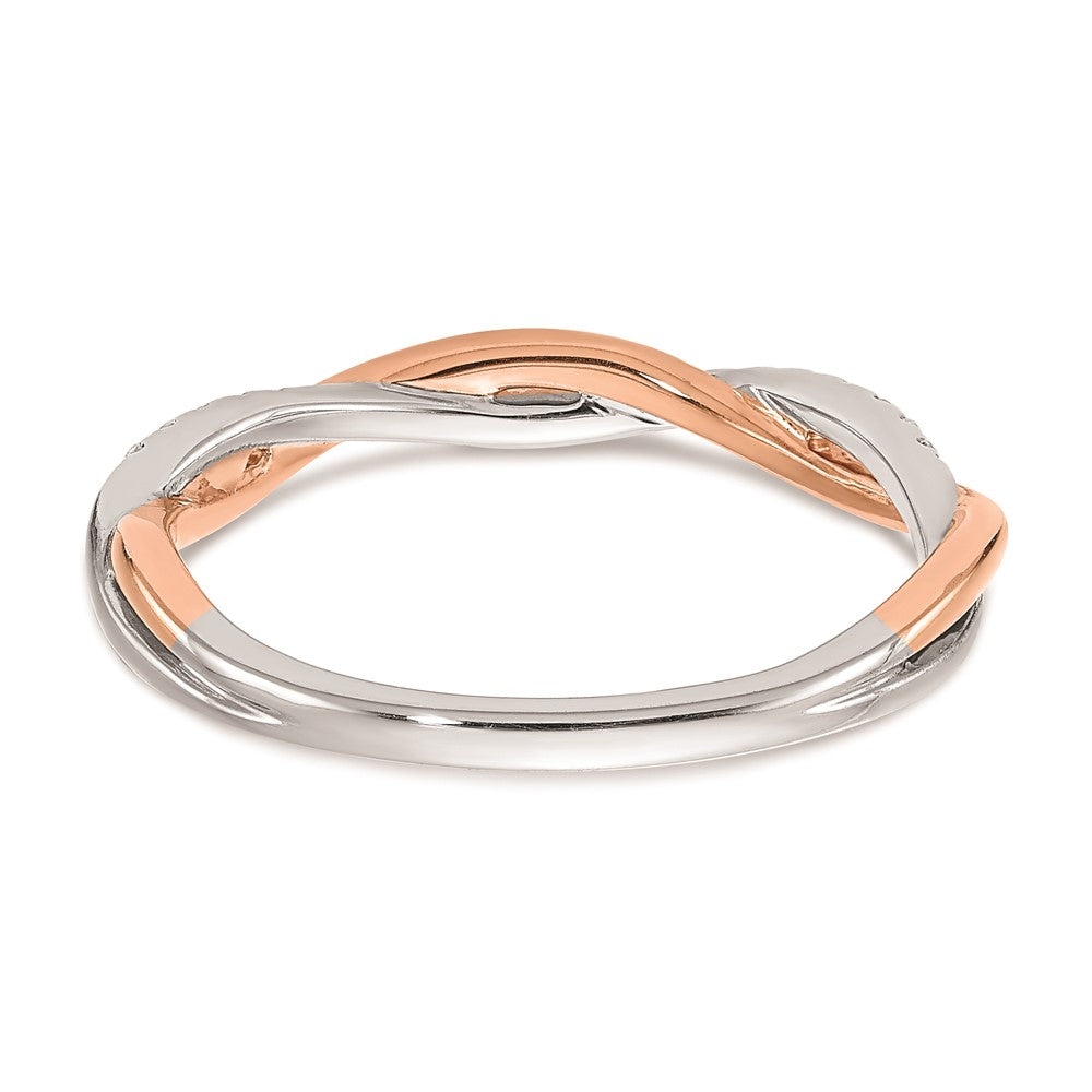 14K Wei­ß- & Roségold Ehering mit echten Diamanten
