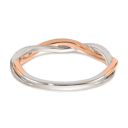 14K Wei­ß- & Roségold Ehering mit echten Diamanten