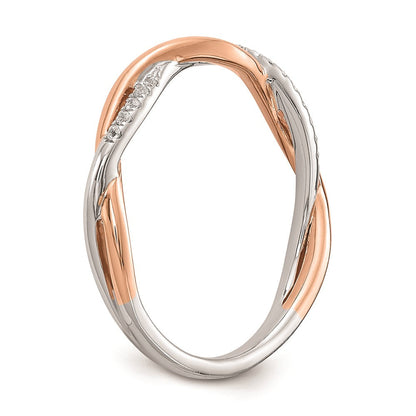 14K Wei­ß- & Roségold Ehering mit echten Diamanten