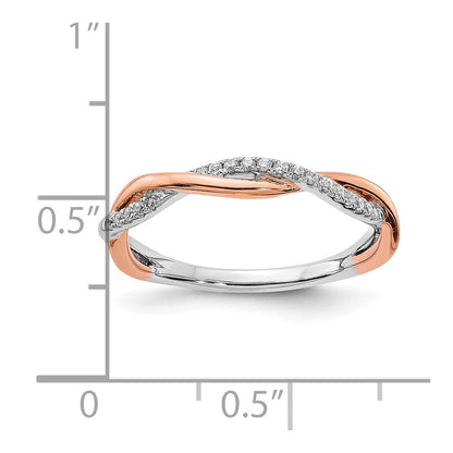 14K Wei­ß- & Roségold Ehering mit echten Diamanten