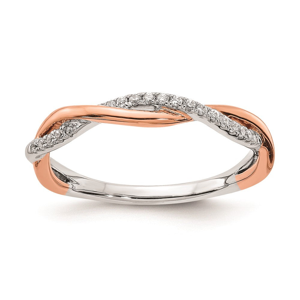 14K Wei­ß- & Roségold Ehering mit echten Diamanten
