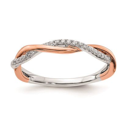 14K Wei­ß- & Roségold Ehering mit echten Diamanten