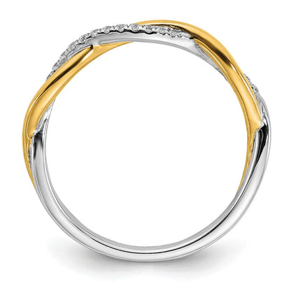 14K Bicolor Weiß & Gelbgold Diamant Ehering