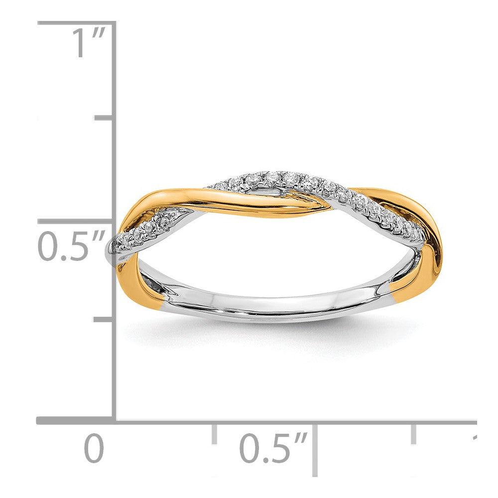 14K Bicolor Weiß & Gelbgold Diamant Ehering