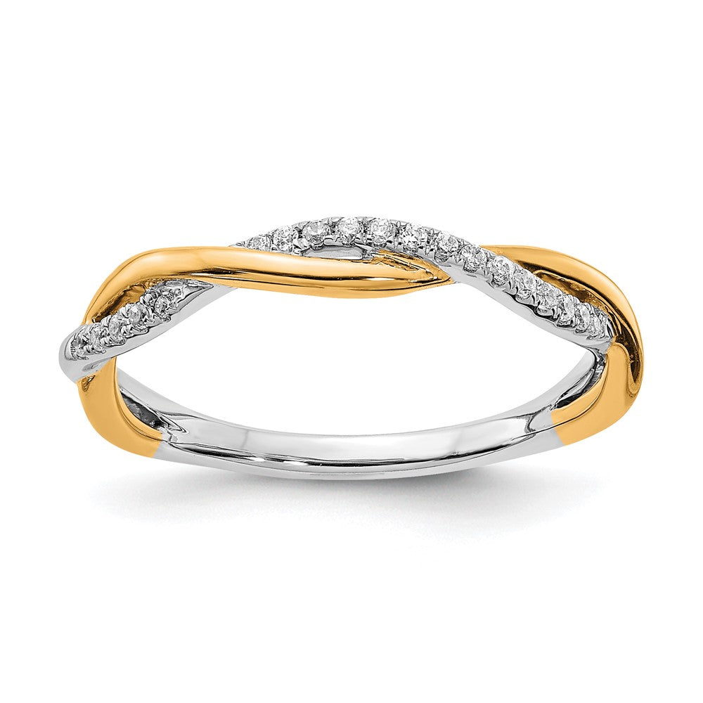 14K Bicolor Weiß & Gelbgold Diamant Ehering