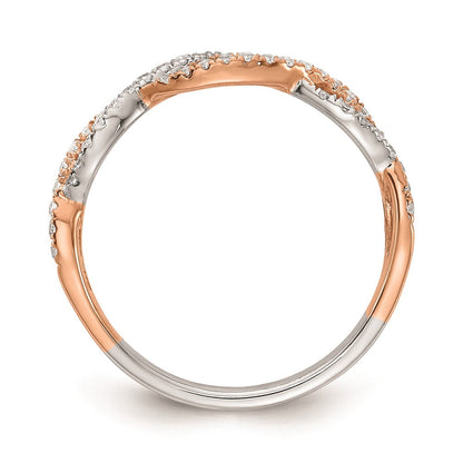 14K Weiß- und Roségold Ehering mit echten Diamanten