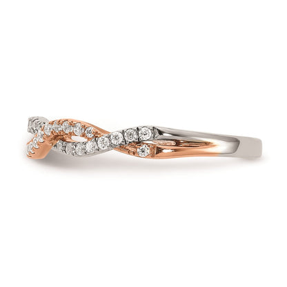 14K Weiß- und Roségold Ehering mit echten Diamanten
