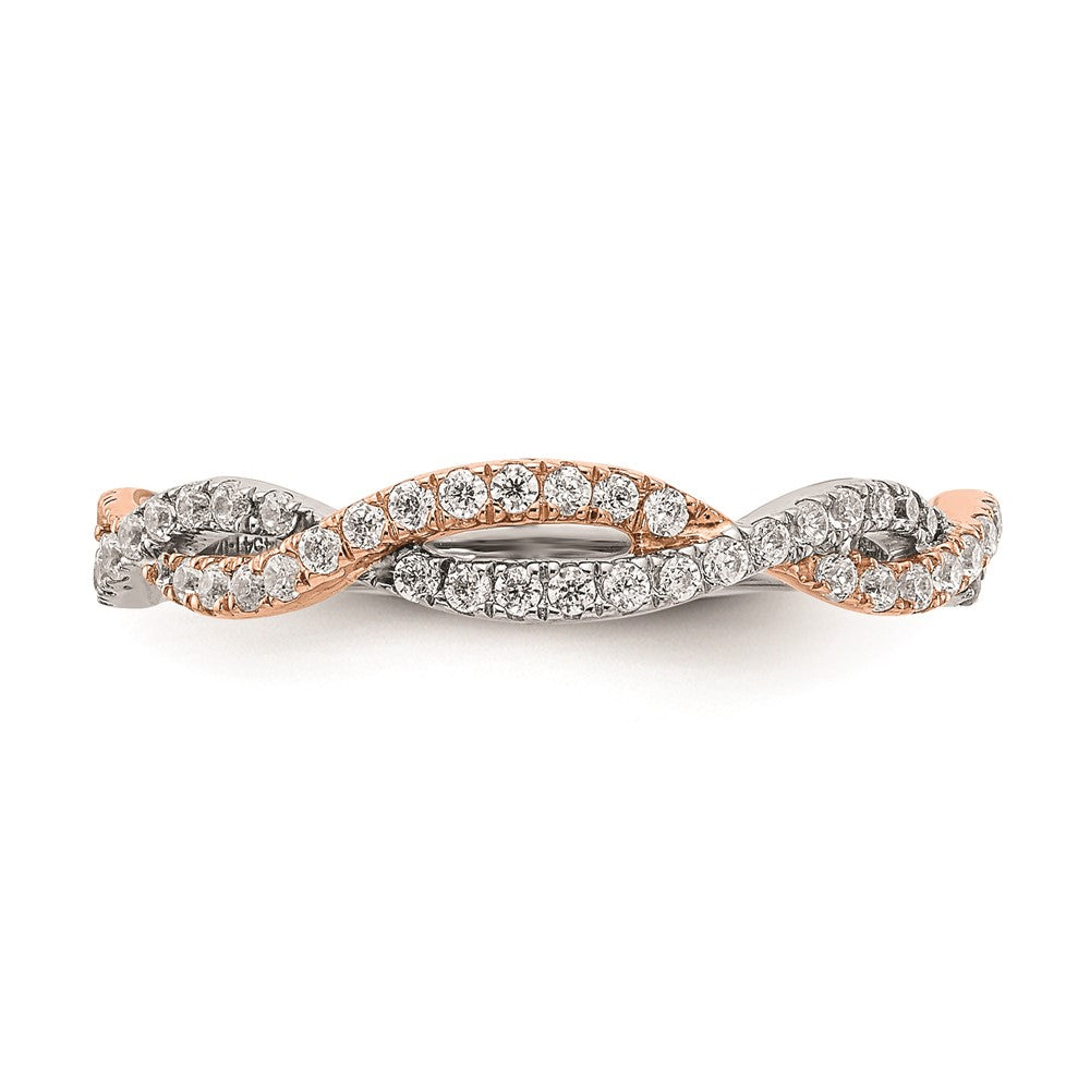 14K Weiß- und Roségold Ehering mit echten Diamanten