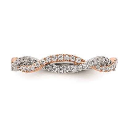 14K Weiß- und Roségold Ehering mit echten Diamanten