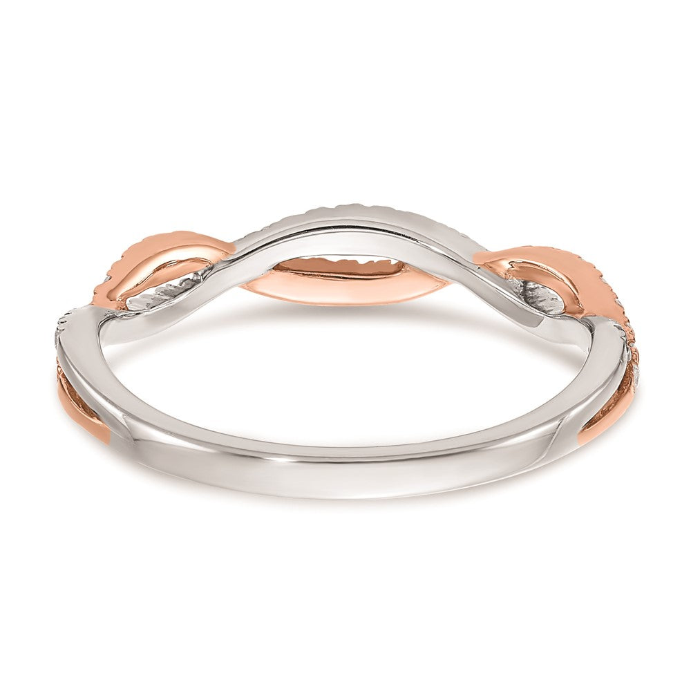14K Weiß- und Roségold Ehering mit echten Diamanten