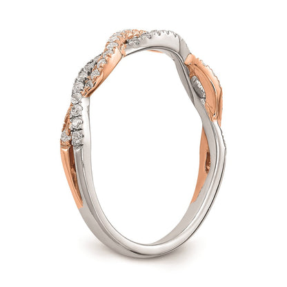 14K Weiß- und Roségold Ehering mit echten Diamanten