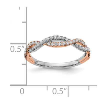 14K Weiß- und Roségold Ehering mit echten Diamanten