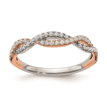 14K Weiß- und Roségold Ehering mit echten Diamanten