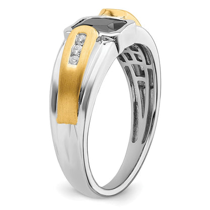 14K Bicolor Gold Herrenring mit Onyx und echten Diamanten