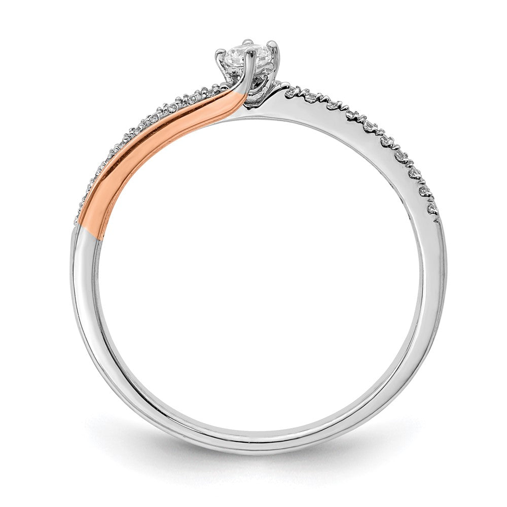 14K Weiß- und Roségold Verlobungsring mit echten Diamanten