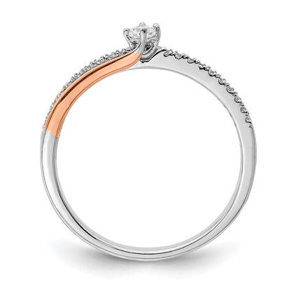 14K Weiß- und Roségold Verlobungsring mit echten Diamanten