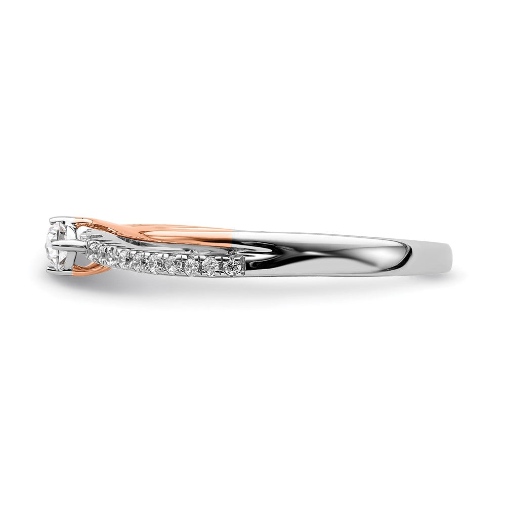 14K Weiß- und Roségold Verlobungsring mit echten Diamanten