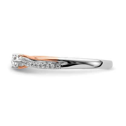 14K Weiß- und Roségold Verlobungsring mit echten Diamanten