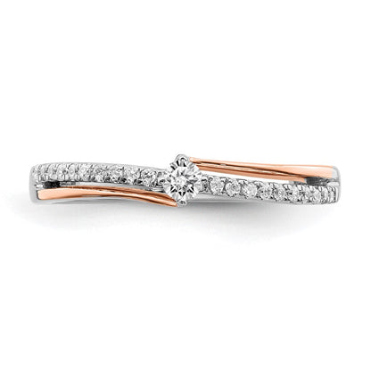 14K Weiß- und Roségold Verlobungsring mit echten Diamanten