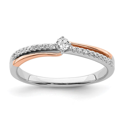 14K Weiß- und Roségold Verlobungsring mit echten Diamanten