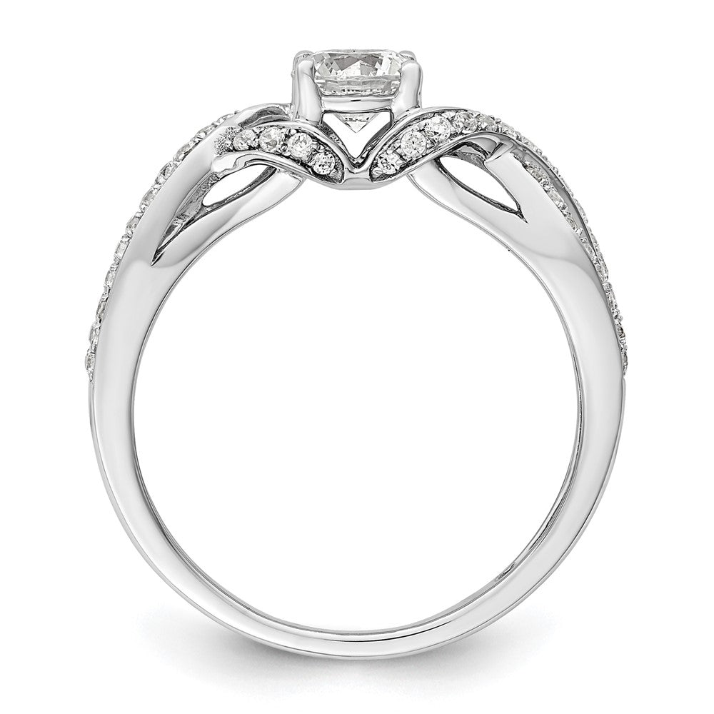 10K Weißgold Verlobungsring mit 0,75 ct. laborgezüchteten Diamanten im Rundschliff, VS/SI+ G+, Twist-Bypass-Design