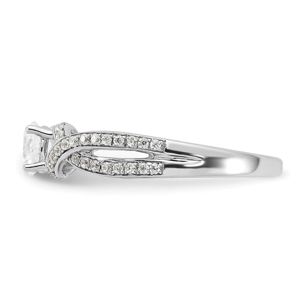 10K Weißgold Verlobungsring mit 0,75 ct. laborgezüchteten Diamanten im Rundschliff, VS/SI+ G+, Twist-Bypass-Design