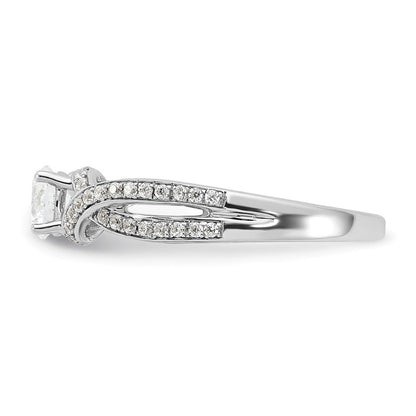 10K Weißgold Verlobungsring mit 0,75 ct. laborgezüchteten Diamanten im Rundschliff, VS/SI+ G+, Twist-Bypass-Design